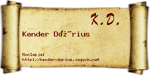 Kender Dárius névjegykártya